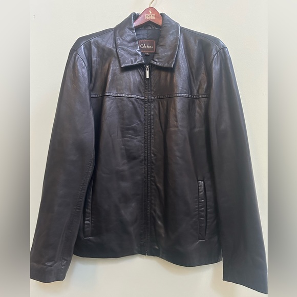 Cole Haan Leather Shirt Jacket Black Size Medium